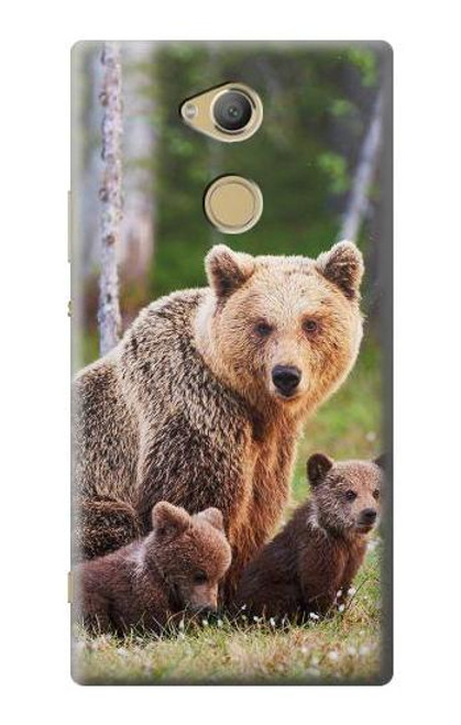 W3558 Bear Family Hülle Schutzhülle Taschen und Leder Flip für Sony Xperia XA2 Ultra