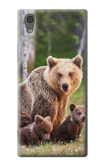 W3558 Bear Family Hülle Schutzhülle Taschen und Leder Flip für Sony Xperia XA1