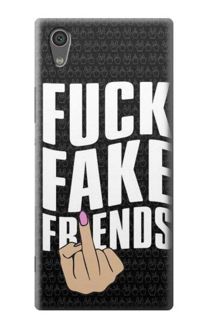 W3598 Middle Finger Fuck Fake Friend Hülle Schutzhülle Taschen und Leder Flip für Sony Xperia XA1