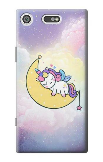 W3485 Cute Unicorn Sleep Hülle Schutzhülle Taschen und Leder Flip für Sony Xperia XZ1