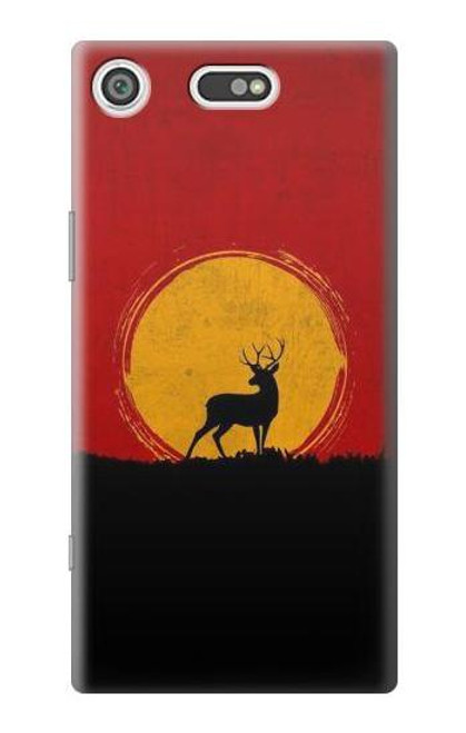 W3513 Deer Sunset Hülle Schutzhülle Taschen und Leder Flip für Sony Xperia XZ1