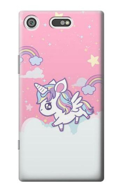 W3518 Unicorn Cartoon Hülle Schutzhülle Taschen und Leder Flip für Sony Xperia XZ1