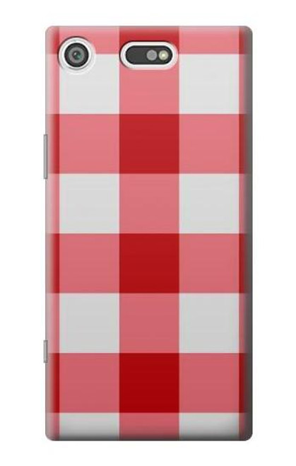 W3535 Red Gingham Hülle Schutzhülle Taschen und Leder Flip für Sony Xperia XZ1