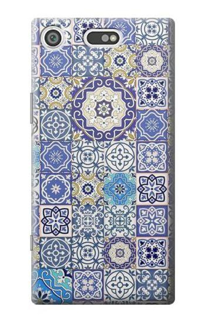 W3537 Moroccan Mosaic Pattern Hülle Schutzhülle Taschen und Leder Flip für Sony Xperia XZ1