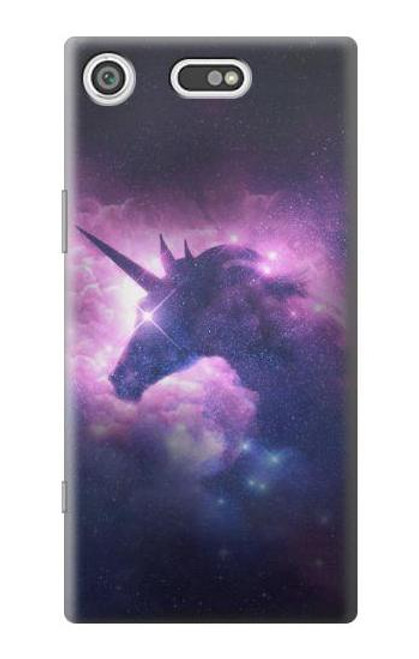 W3538 Unicorn Galaxy Hülle Schutzhülle Taschen und Leder Flip für Sony Xperia XZ1