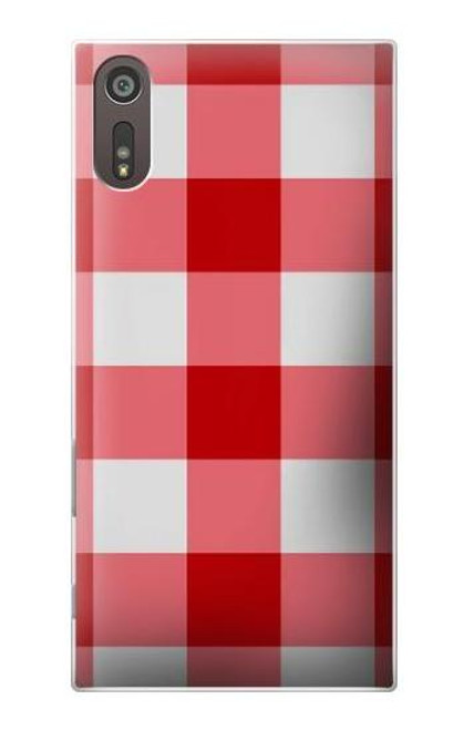 W3535 Red Gingham Hülle Schutzhülle Taschen und Leder Flip für Sony Xperia XZ