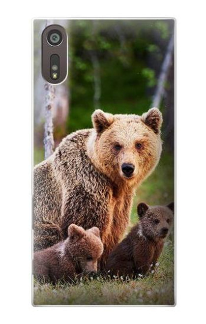 W3558 Bear Family Hülle Schutzhülle Taschen und Leder Flip für Sony Xperia XZ