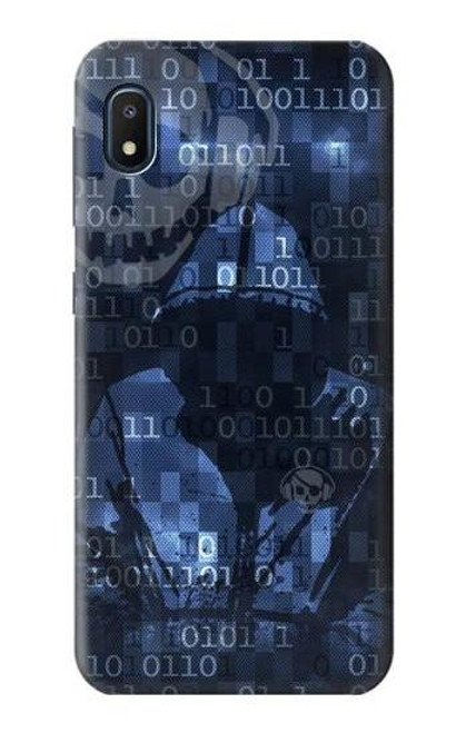 W3431 Digital Code Cyber Hacker Hülle Schutzhülle Taschen und Leder Flip für Samsung Galaxy A10e