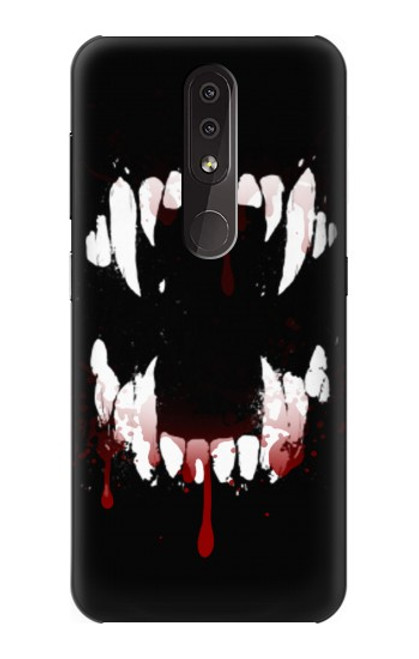 W3527 Vampire Teeth Bloodstain Hülle Schutzhülle Taschen und Leder Flip für Nokia 4.2