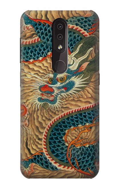 W3541 Dragon Cloud Painting Hülle Schutzhülle Taschen und Leder Flip für Nokia 4.2