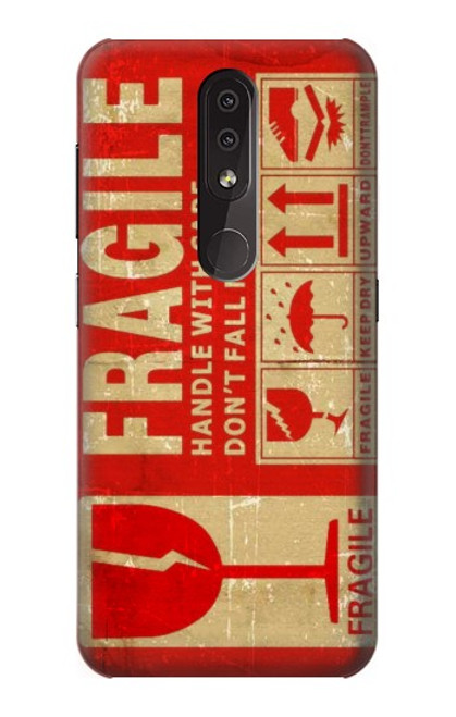 W3552 Vintage Fragile Label Art Hülle Schutzhülle Taschen und Leder Flip für Nokia 4.2