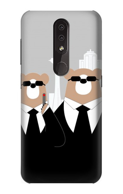 W3557 Bear in Black Suit Hülle Schutzhülle Taschen und Leder Flip für Nokia 4.2