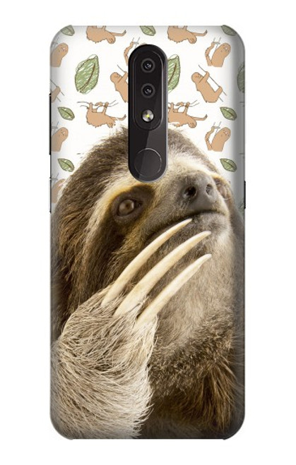 W3559 Sloth Pattern Hülle Schutzhülle Taschen und Leder Flip für Nokia 4.2