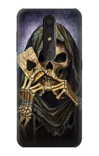 W3594 Grim Reaper Wins Poker Hülle Schutzhülle Taschen und Leder Flip für Nokia 4.2