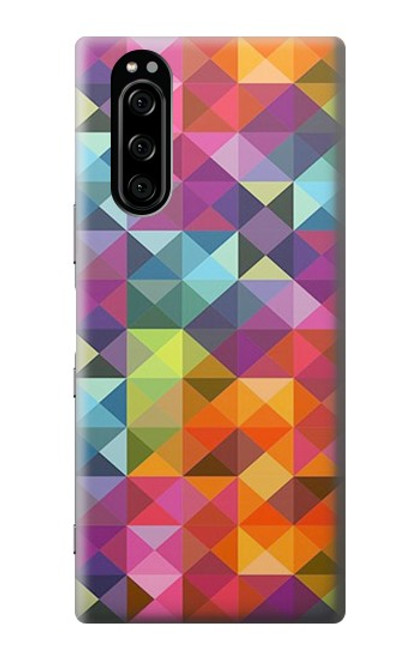 W3477 Abstract Diamond Pattern Hülle Schutzhülle Taschen und Leder Flip für Sony Xperia 5