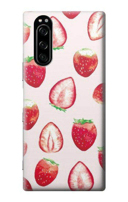 W3481 Strawberry Hülle Schutzhülle Taschen und Leder Flip für Sony Xperia 5