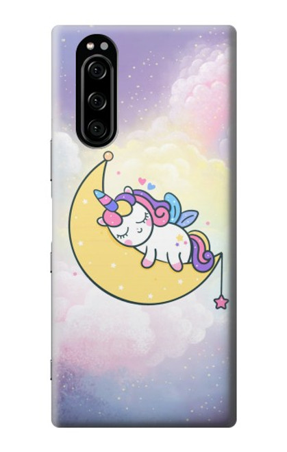 W3485 Cute Unicorn Sleep Hülle Schutzhülle Taschen und Leder Flip für Sony Xperia 5