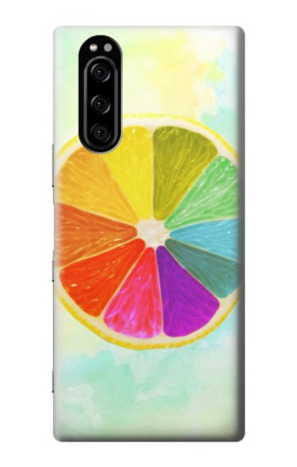 W3493 Colorful Lemon Hülle Schutzhülle Taschen und Leder Flip für Sony Xperia 5