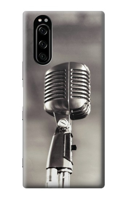 W3495 Vintage Microphone Hülle Schutzhülle Taschen und Leder Flip für Sony Xperia 5