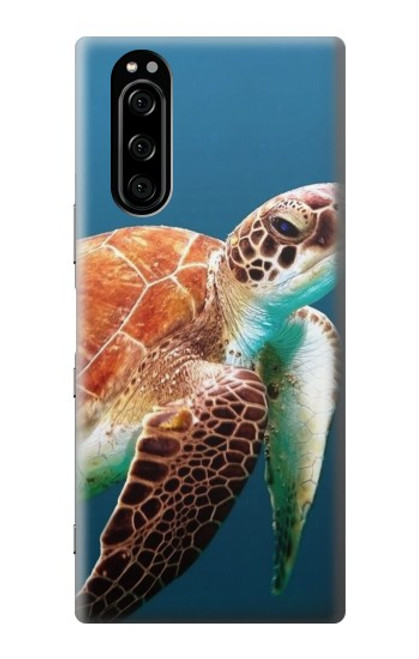 W3497 Green Sea Turtle Hülle Schutzhülle Taschen und Leder Flip für Sony Xperia 5