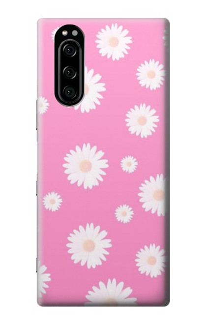 W3500 Pink Floral Pattern Hülle Schutzhülle Taschen und Leder Flip für Sony Xperia 5