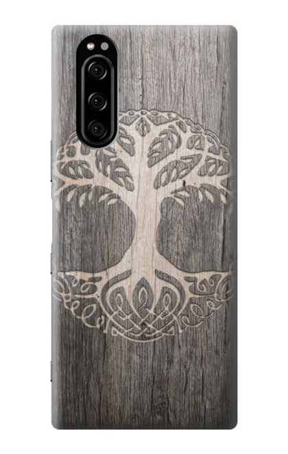 W3591 Viking Tree of Life Symbol Hülle Schutzhülle Taschen und Leder Flip für Sony Xperia 5