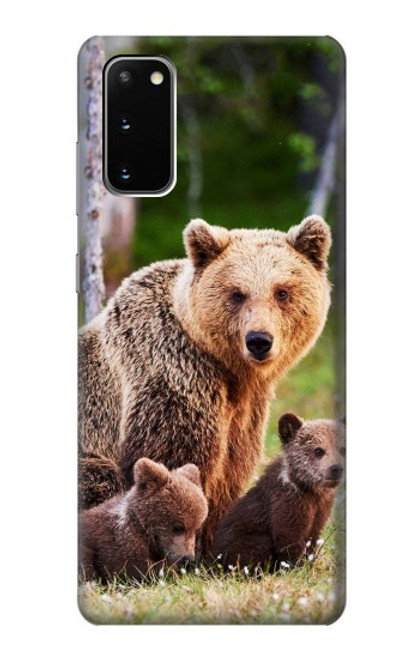 W3558 Bear Family Hülle Schutzhülle Taschen und Leder Flip für Samsung Galaxy S20