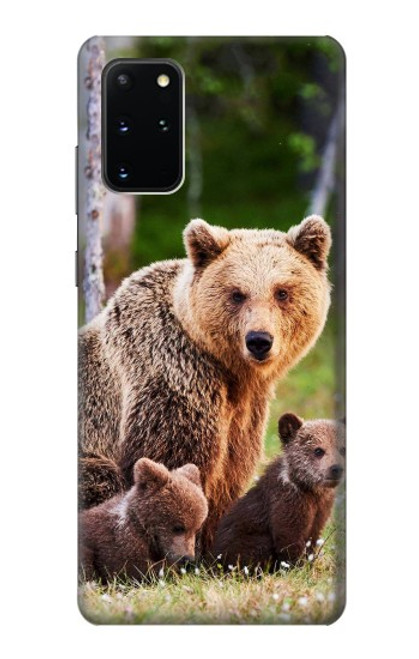 W3558 Bear Family Hülle Schutzhülle Taschen und Leder Flip für Samsung Galaxy S20 Plus, Galaxy S20+