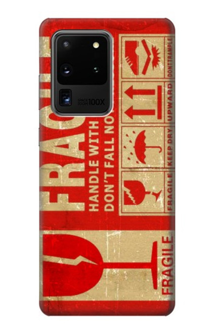 W3552 Vintage Fragile Label Art Hülle Schutzhülle Taschen und Leder Flip für Samsung Galaxy S20 Ultra