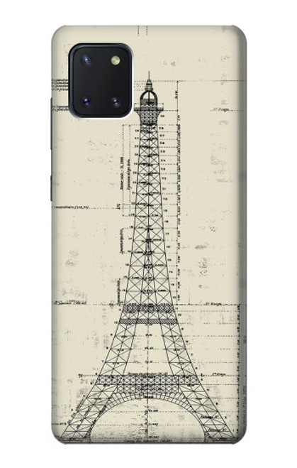 W3474 Eiffel Architectural Drawing Hülle Schutzhülle Taschen und Leder Flip für Samsung Galaxy Note10 Lite