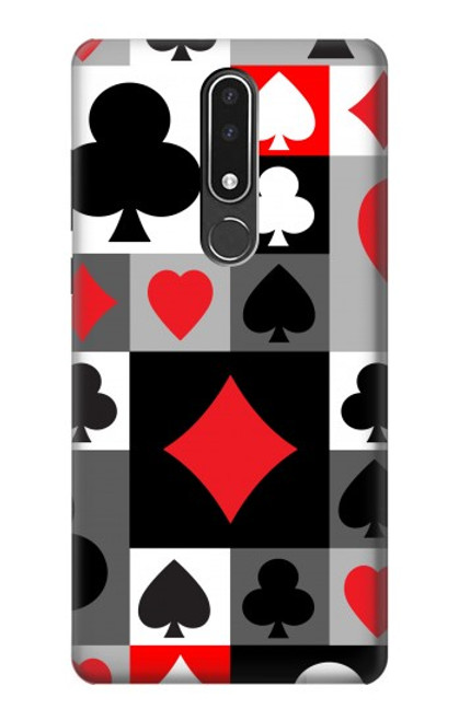 W3463 Poker Card Suit Hülle Schutzhülle Taschen und Leder Flip für Nokia 3.1 plus