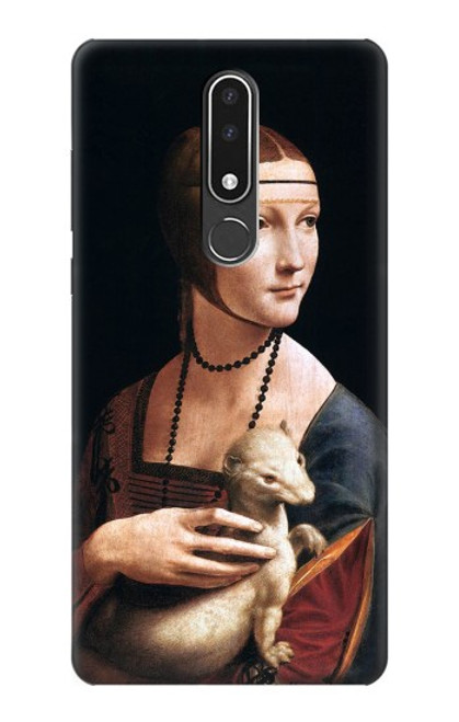 W3471 Lady Ermine Leonardo da Vinci Hülle Schutzhülle Taschen und Leder Flip für Nokia 3.1 plus