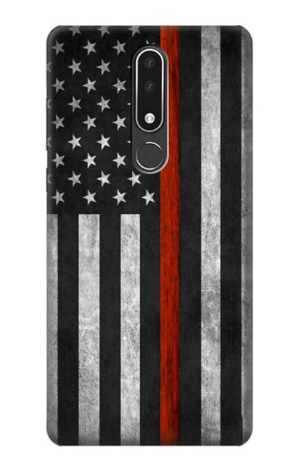 W3472 Firefighter Thin Red Line Flag Hülle Schutzhülle Taschen und Leder Flip für Nokia 3.1 plus