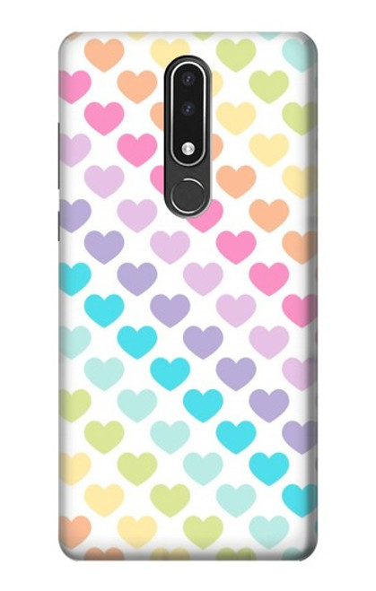 W3499 Colorful Heart Pattern Hülle Schutzhülle Taschen und Leder Flip für Nokia 3.1 plus