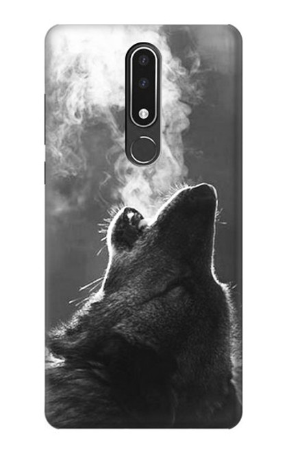 W3505 Wolf Howling Hülle Schutzhülle Taschen und Leder Flip für Nokia 3.1 plus