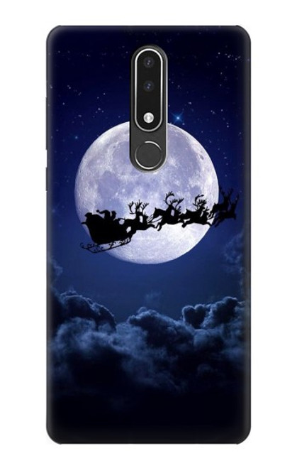 W3508 Xmas Santa Moon Hülle Schutzhülle Taschen und Leder Flip für Nokia 3.1 plus