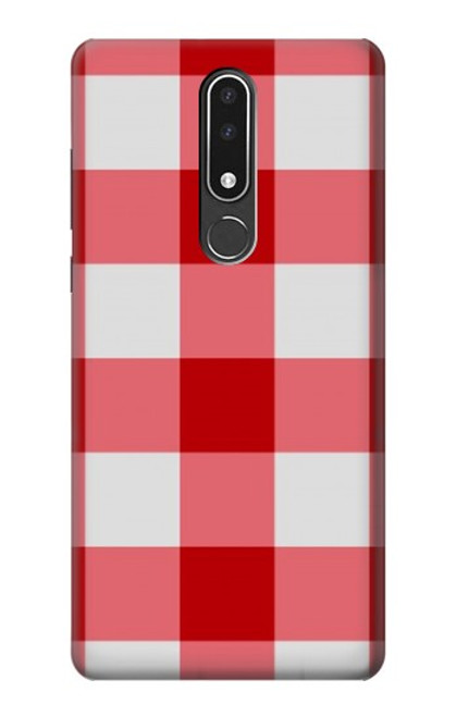 W3535 Red Gingham Hülle Schutzhülle Taschen und Leder Flip für Nokia 3.1 plus