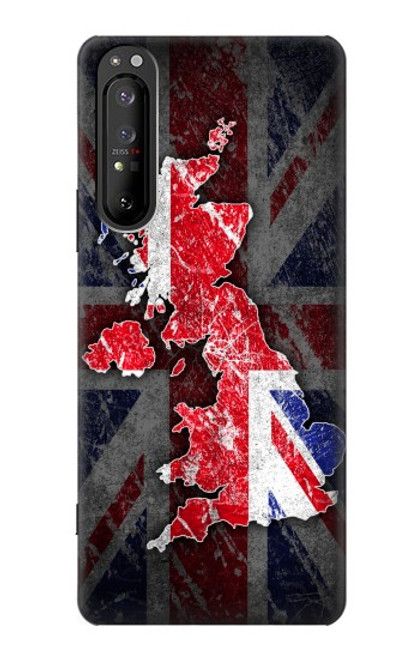 W2936 UK British Flag Map Hülle Schutzhülle Taschen und Leder Flip für Sony Xperia 1 II