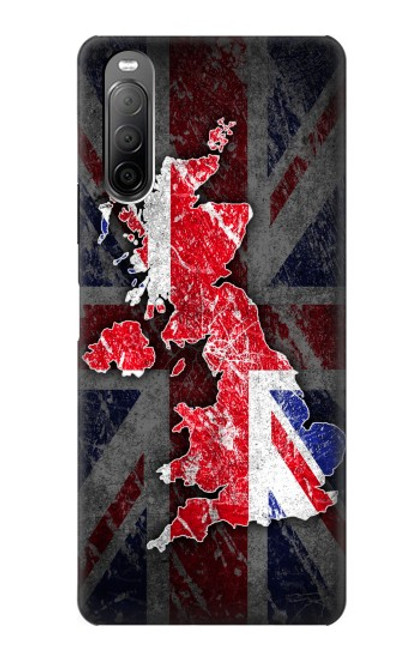 W2936 UK British Flag Map Hülle Schutzhülle Taschen und Leder Flip für Sony Xperia 10 II