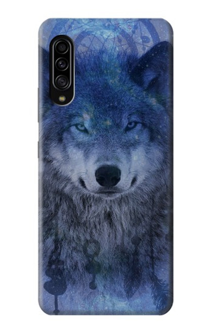 W3410 Wolf Dream Catcher Hülle Schutzhülle Taschen und Leder Flip für Samsung Galaxy A90 5G