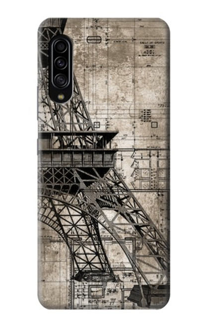 W3416 Eiffel Tower Blueprint Hülle Schutzhülle Taschen und Leder Flip für Samsung Galaxy A90 5G