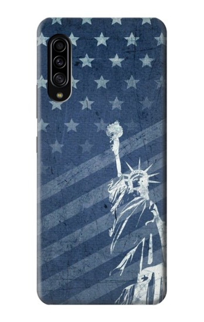 W3450 US Flag Liberty Statue Hülle Schutzhülle Taschen und Leder Flip für Samsung Galaxy A90 5G