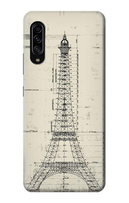 W3474 Eiffel Architectural Drawing Hülle Schutzhülle Taschen und Leder Flip für Samsung Galaxy A90 5G