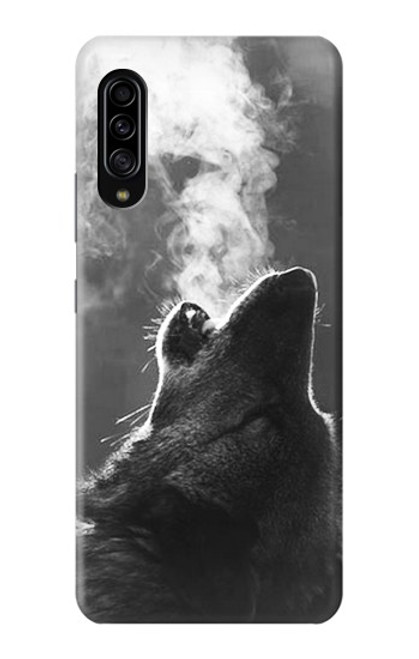 W3505 Wolf Howling Hülle Schutzhülle Taschen und Leder Flip für Samsung Galaxy A90 5G