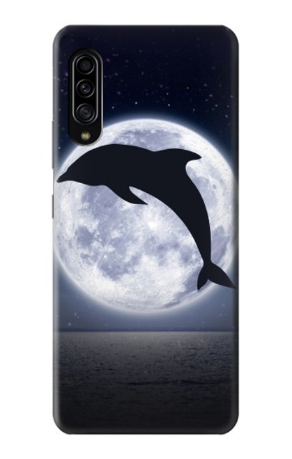 W3510 Dolphin Moon Night Hülle Schutzhülle Taschen und Leder Flip für Samsung Galaxy A90 5G