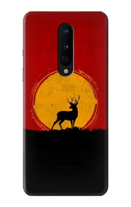 W3513 Deer Sunset Hülle Schutzhülle Taschen und Leder Flip für OnePlus 8