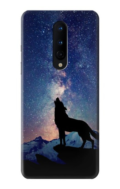 W3555 Wolf Howling Million Star Hülle Schutzhülle Taschen und Leder Flip für OnePlus 8