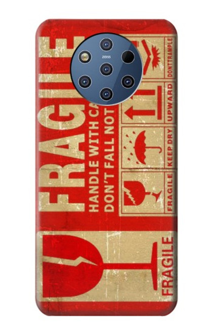 W3552 Vintage Fragile Label Art Hülle Schutzhülle Taschen und Leder Flip für Nokia 9 PureView