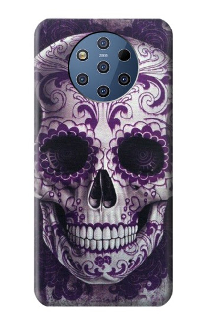 W3582 Purple Sugar Skull Hülle Schutzhülle Taschen und Leder Flip für Nokia 9 PureView