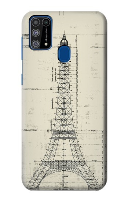 W3474 Eiffel Architectural Drawing Hülle Schutzhülle Taschen und Leder Flip für Samsung Galaxy M31